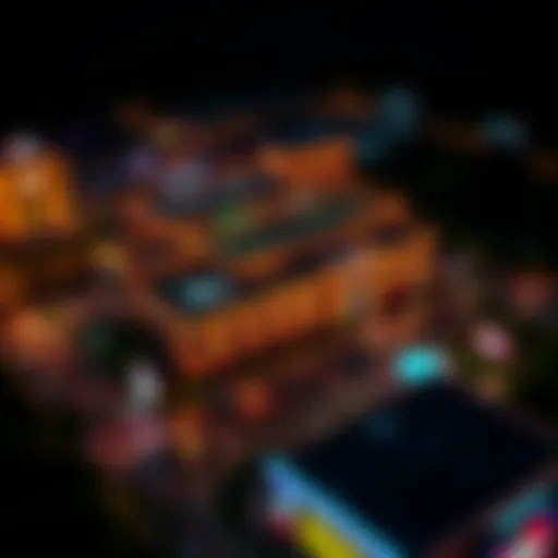 Vibrant Casino Complex in Massachusetts Aerial view of a bustling casino complex in Massachusetts at night