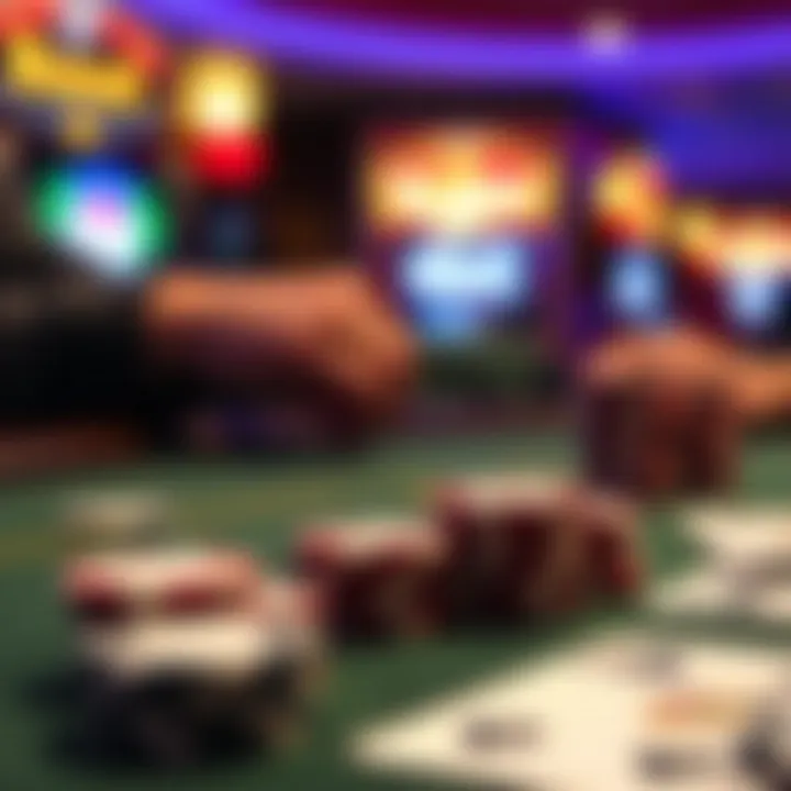 Close-up of poker chips and cards during a tournament game