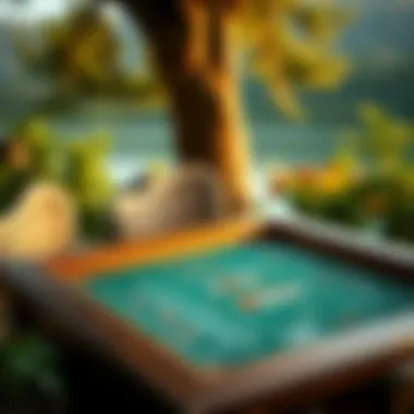 Elegant Outdoor Craps Table Setup An elegant outdoor craps table setup surrounded by natural scenery