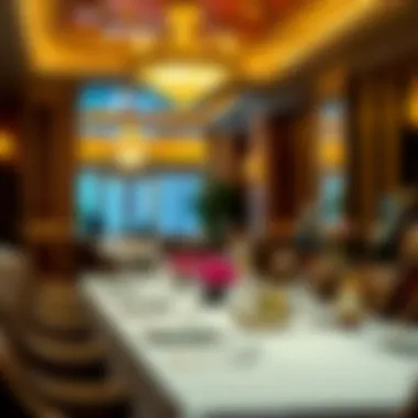 Exquisite dining setup in a restaurant at the Palms Hotel