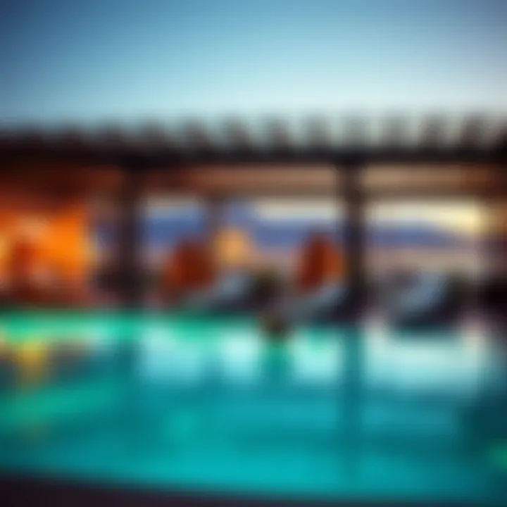 Relaxing pool area with stunning views at the Palms Hotel