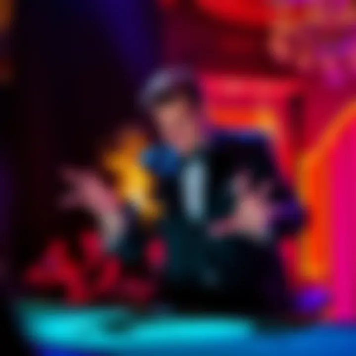 Xavier Mortimer performing a magical illusion on stage