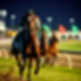Thoroughbred racing scene at Virginia racetrack