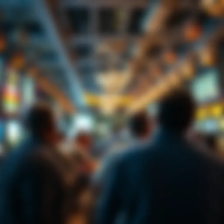 Engaging Sportsbook Atmosphere Interior of a bustling sportsbook with bettors engaged