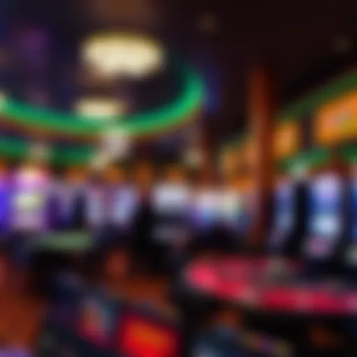 Interior of a vibrant Indian casino showcasing gaming tables and slot machines