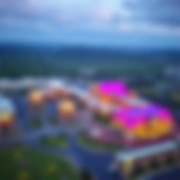 Aerial view of a Kentucky casino resort showcasing vibrant architecture and surrounding landscape