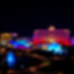 Night view of Lake Las Vegas Casino illuminated