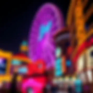 Linq High Roller Illuminated at Night Night view of Linq High Roller illuminated with vibrant lights, showcasing its stunning design