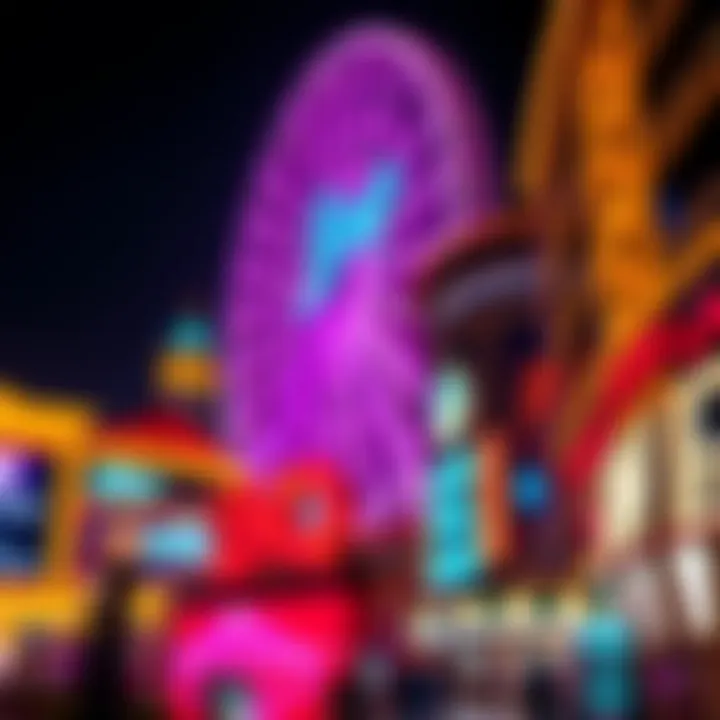 Linq High Roller Illuminated at Night Night view of Linq High Roller illuminated with vibrant lights, showcasing its stunning design