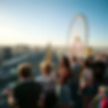 Visitors Enjoying the Las Vegas Strip View Tourists enjoying the view from the top of Linq High Roller, overlooking the Las Vegas Strip