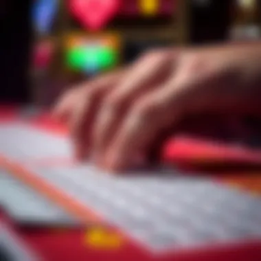 Close-up of a hand scratching off a lottery ticket