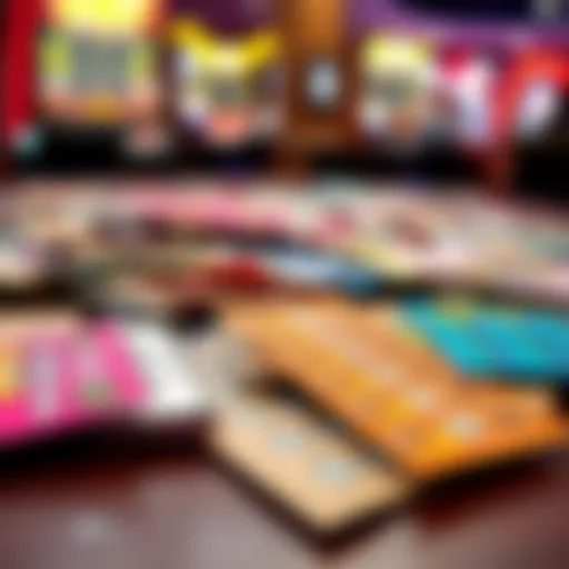 Colorful lottery scratcher tickets spread out on a table