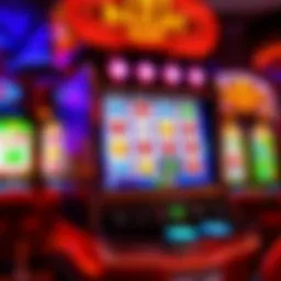 An intricate design of a digital slot machine showcasing various symbols and vibrant colors.