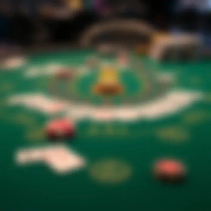 Strategic Blackjack Table Overview A strategic layout of a blackjack table highlighting card counting techniques