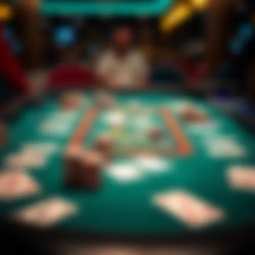 Texas Hold'em Poker Table Overview A detailed layout of a Texas Hold'em poker table with chips and cards