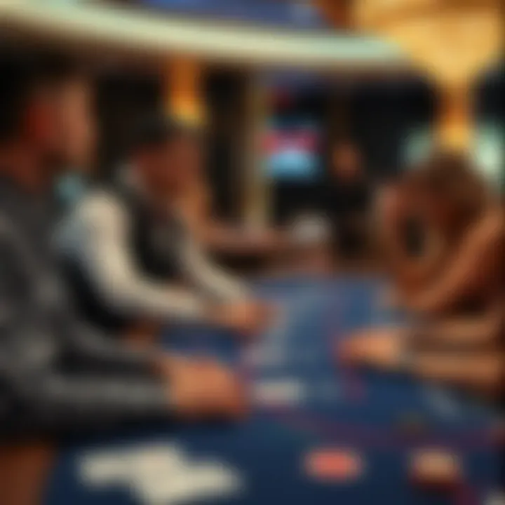 Engaging Player Interactions Dealer interacting with players at a blackjack table