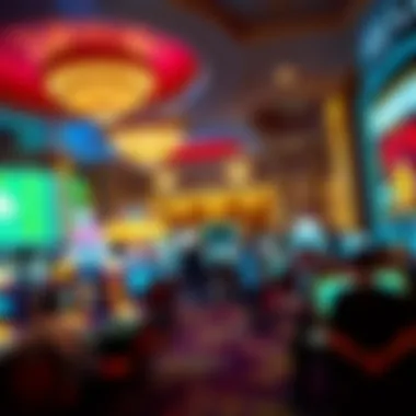 Interior shot of the Mirage's luxurious casino floor, bustling with activity