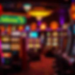 Vibrant display of Mohegan Sun slot machines