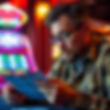 A thoughtful individual examining scratch-off tickets