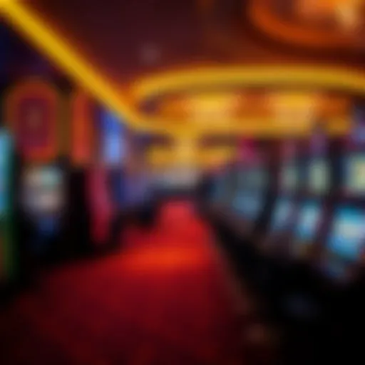 Peak Hours on the Casino Floor A vibrant casino floor showcasing busy slot machines during peak hours