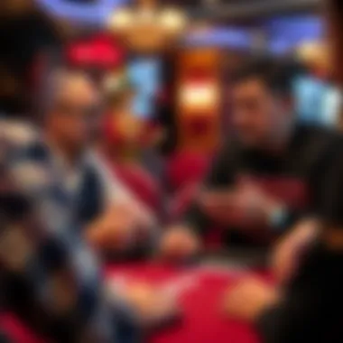 A pair of players discussing strategies while playing Spades.