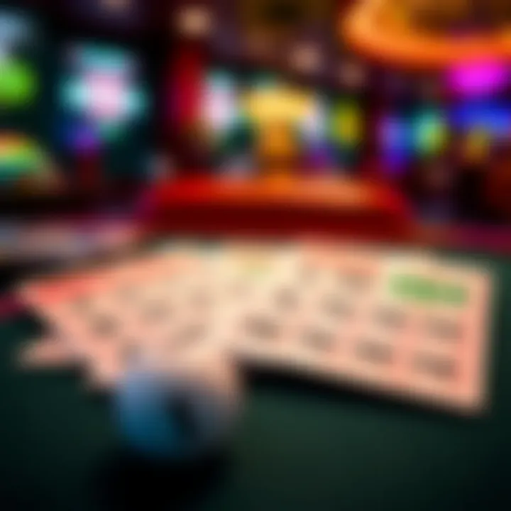 Bingo cards displayed on a table, showcasing vibrant colors and numbers