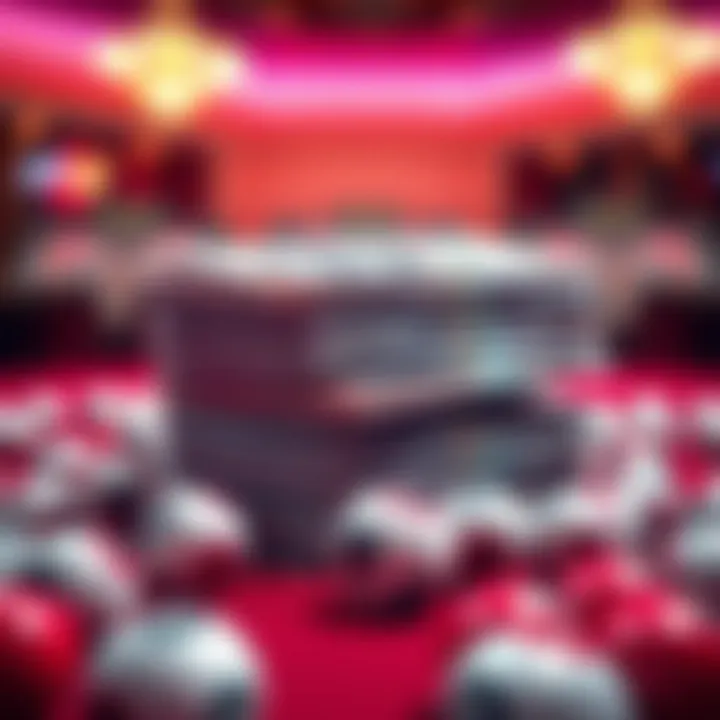 A stack of cash with bingo balls scattered around, symbolizing potential winnings