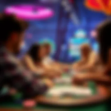 Community Dynamics and Player Interaction A dynamic representation of community interaction in Pop Slots, illustrating player engagement.