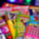 Various scratch-off ticket designs showcasing vibrant colors and themes