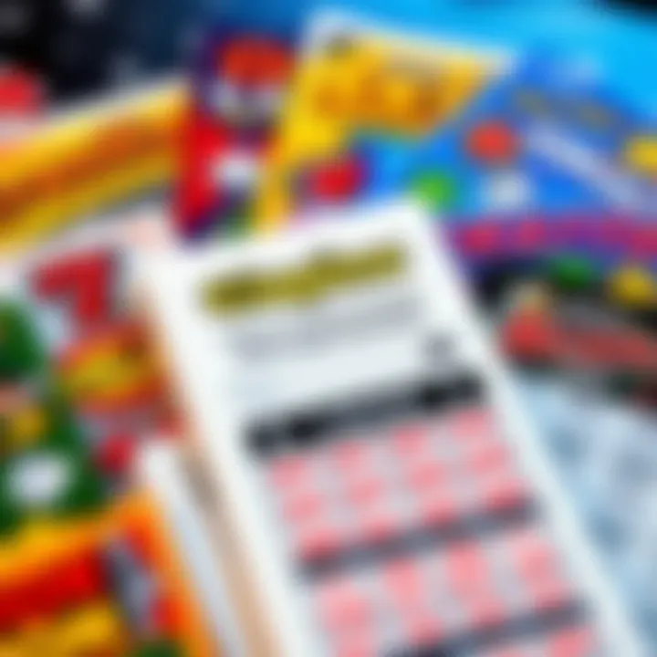 Diverse types of scratch tickets displayed together