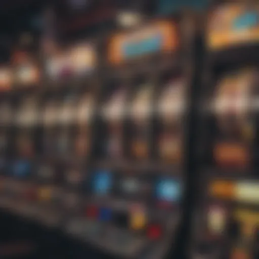 Vibrant slot machine display with spinning reels