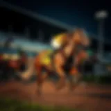 A majestic horse racing at full speed on the track