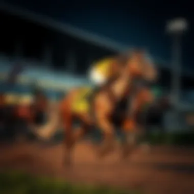 A majestic horse racing at full speed on the track