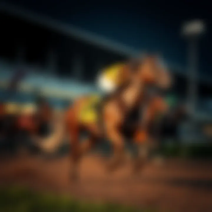 A majestic horse racing at full speed on the track