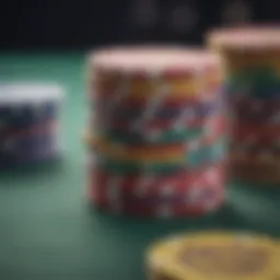 Colorful casino chips stacked on a table