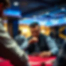 Strategic poker player analyzing the game