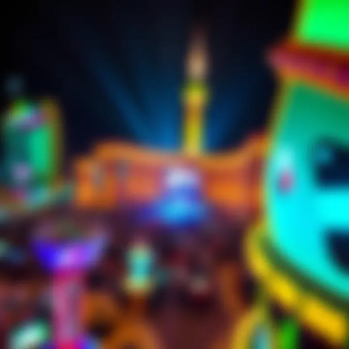 Iconic Las Vegas Venue for EDM Events Aerial view of a major Las Vegas venue hosting electronic dance music events