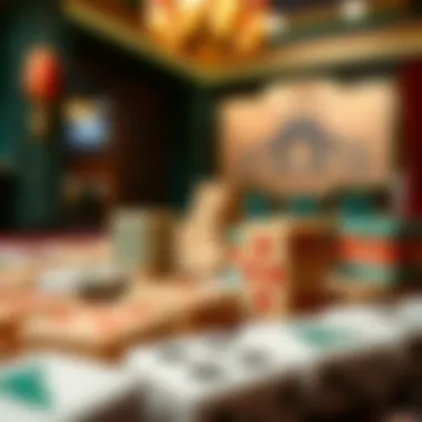 Close-up of unique game tiles used in Asian gambling.