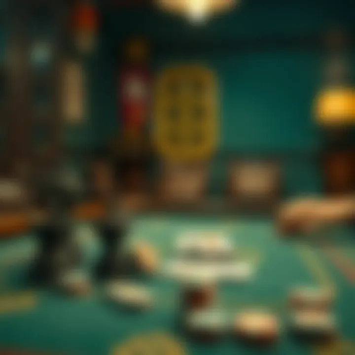 A traditional Asian gambling setup with intricate game pieces.