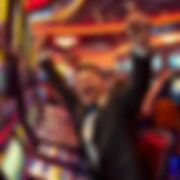 A jubilant celebration of a jackpot win at a casino.