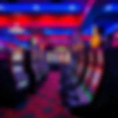 A vibrant casino floor with various slot machines