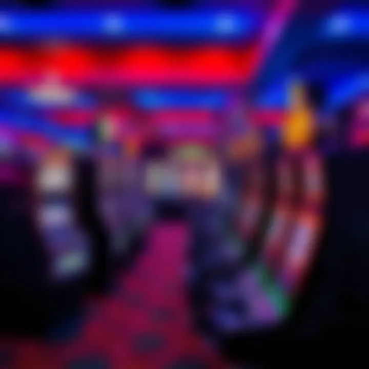 A vibrant casino floor with various slot machines
