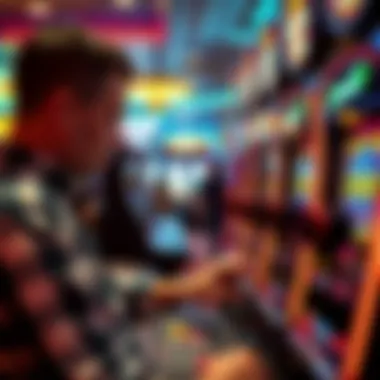 An engaging player interacting with a slot machine
