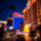 Vibrant Las Vegas Hotel at Night Overview of Las Vegas hotel exterior illuminated at night