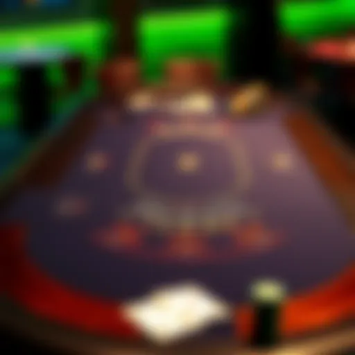 Blackjack Table Layout A detailed layout of a blackjack table showcasing betting areas