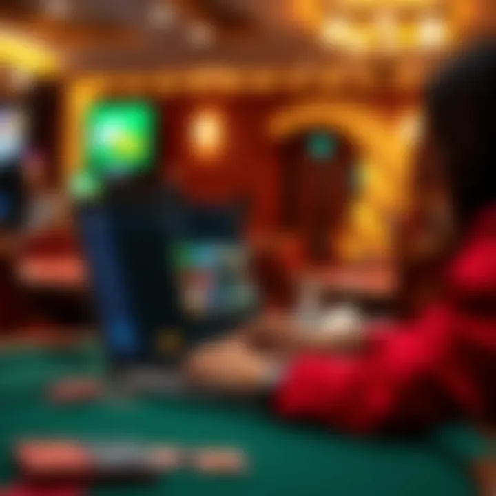 User Engagement with Golden Nugget A user engaging with the Golden Nugget online platform on a laptop