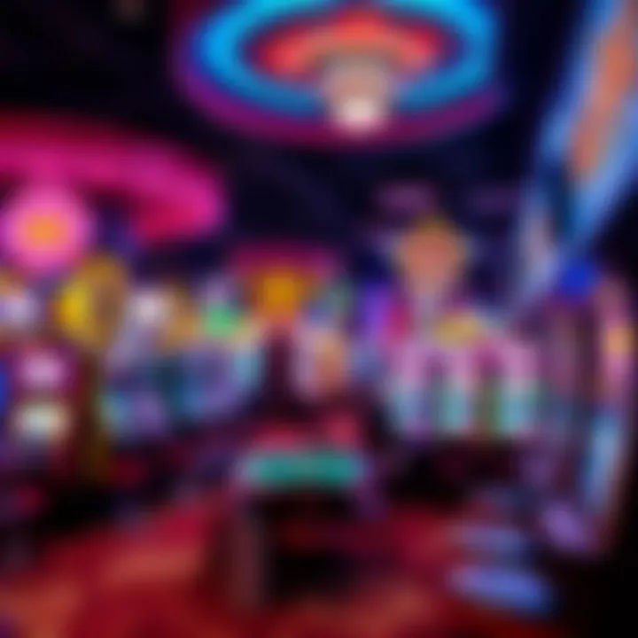 A vibrant gaming floor filled with slot machines and tables in a lively setting