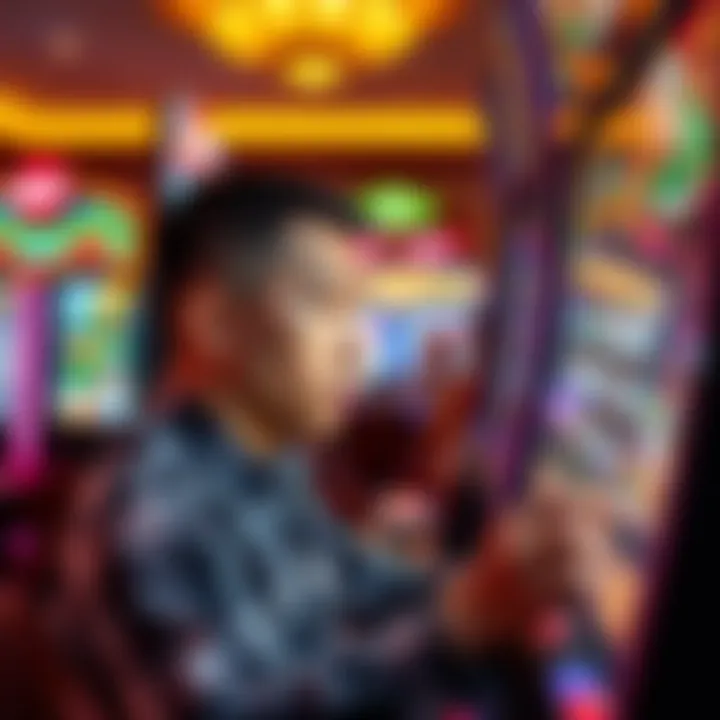 Close-up of a player engaging with a wildlife slot machine interface